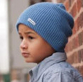 Load image into Gallery viewer, boy wearing a light blue slouch beanie