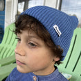 Load image into Gallery viewer, boy wearing a light blue slouch beanie