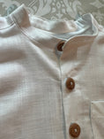 Load image into Gallery viewer, Closeup detail of the top stitching on the poet collar