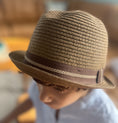Load image into Gallery viewer, Top view of fedora showing the shape
