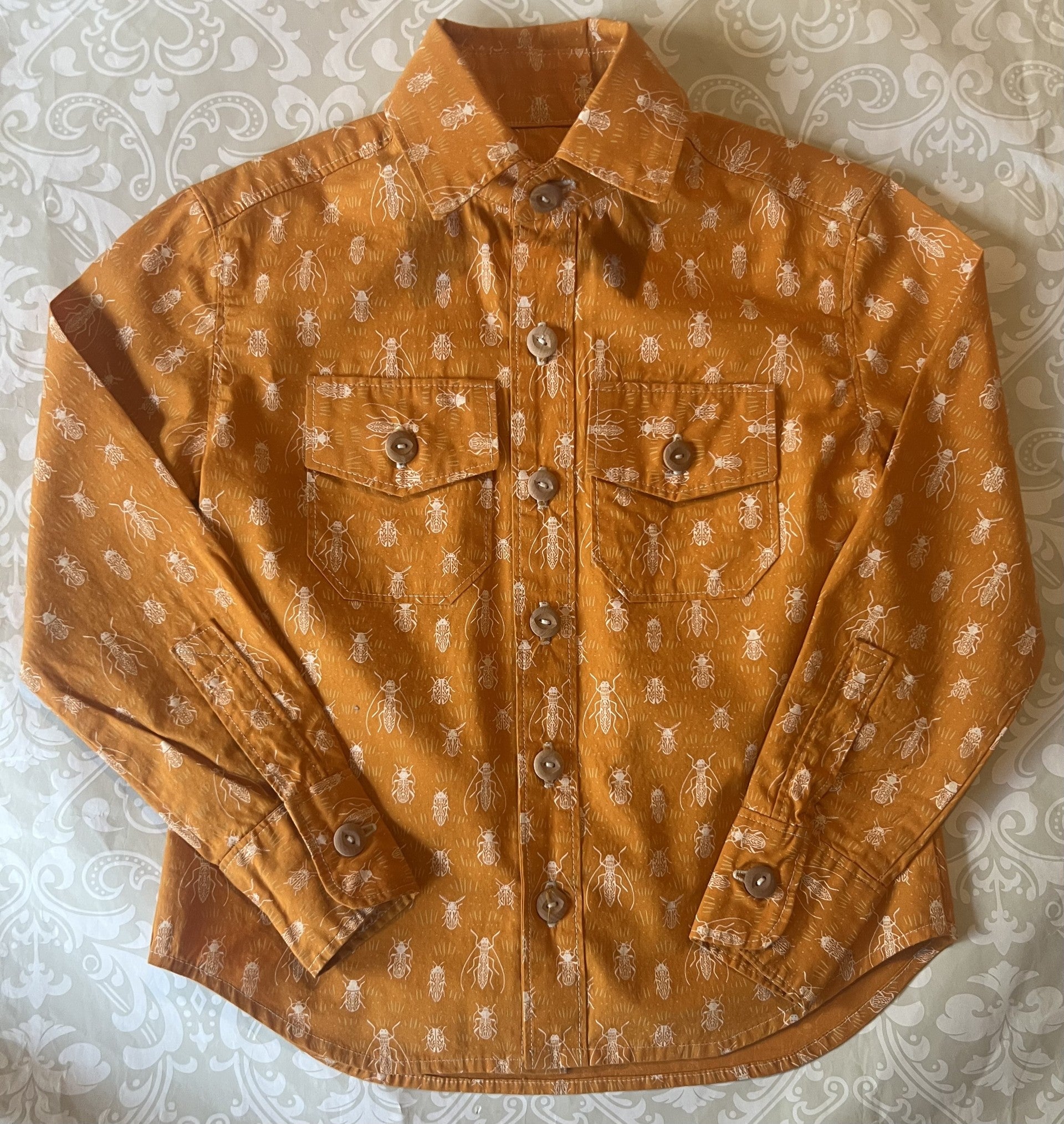 Camp shirt with bug print