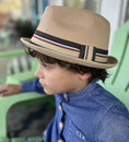 Load image into Gallery viewer, Knuckleheads Tan Fedora with Striped Band
